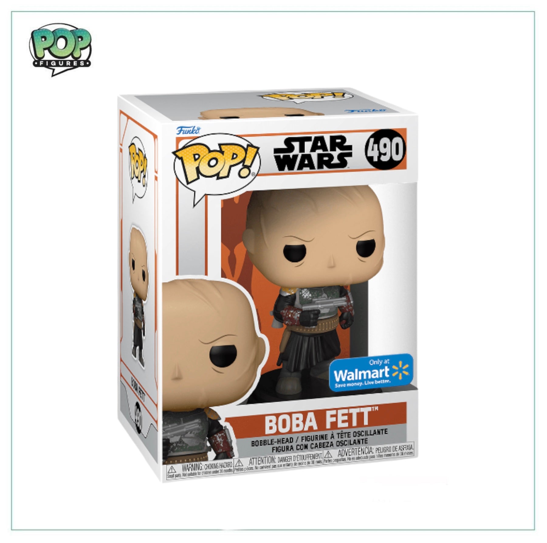 Boba Fett #490 Funko Pop! from Star Wars, exclusive to Walmart, capturing the essence of the beloved bounty hunter in style.