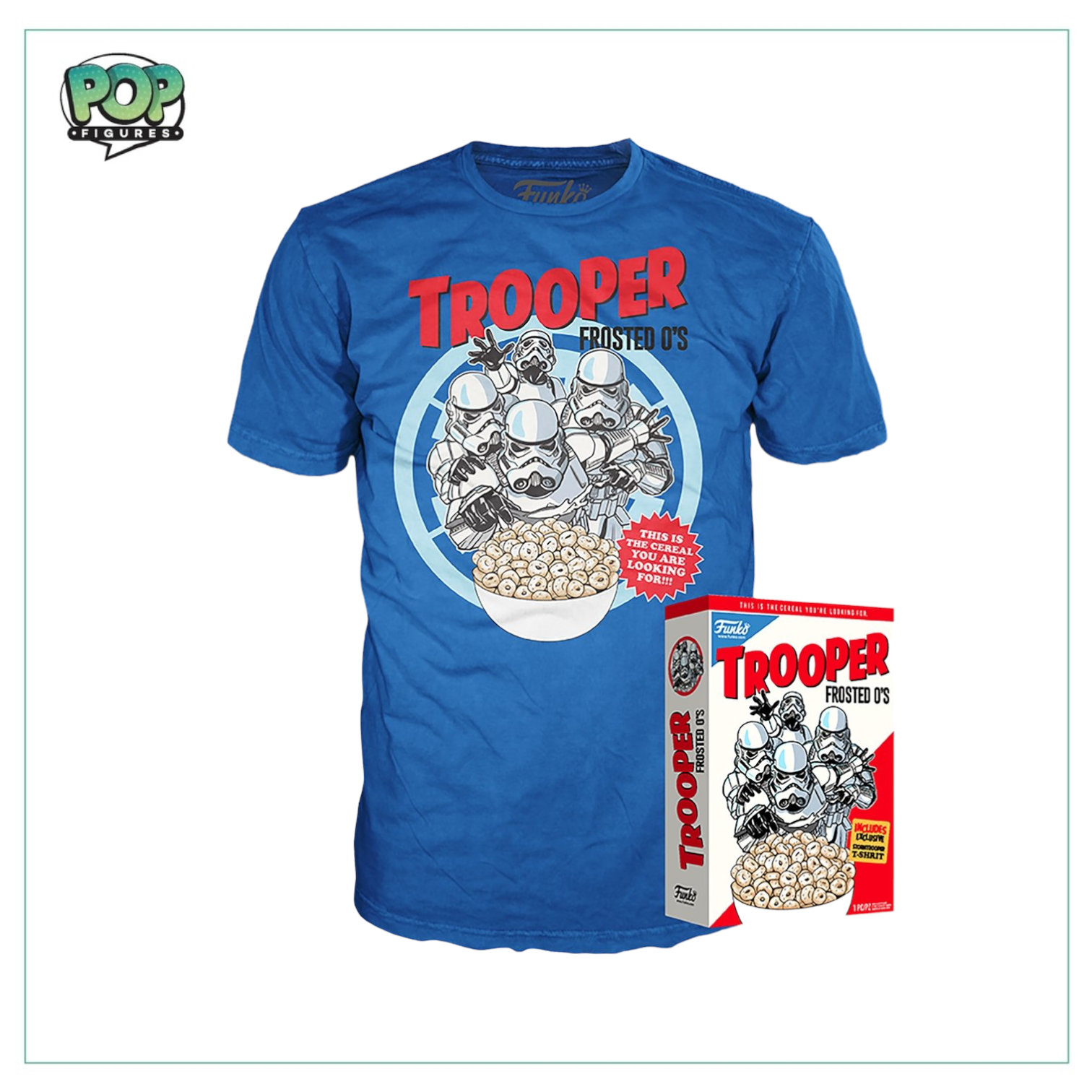 Boxed Trooper Frosted O's Funko Tee from Star Wars, featuring a small size design with a fun and playful theme.