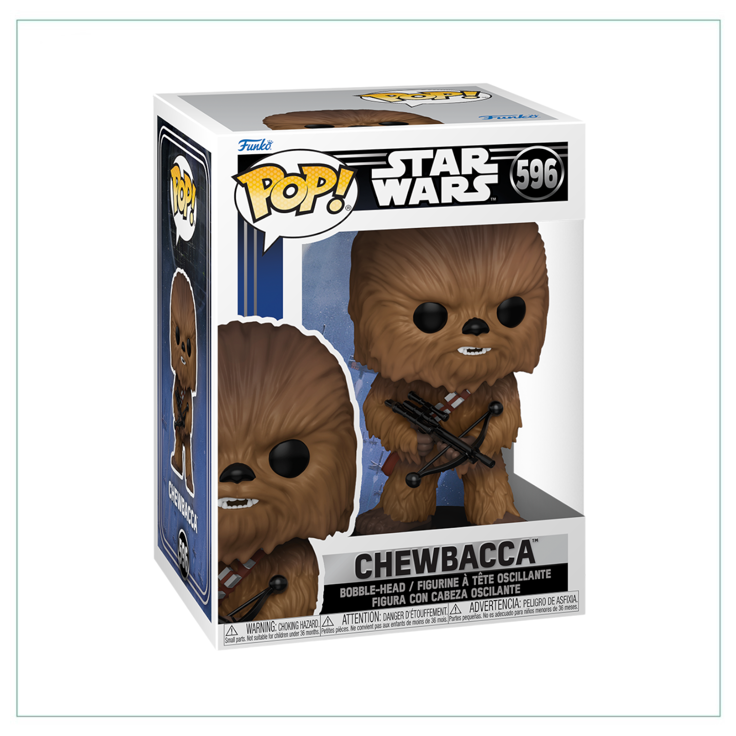Chewbacca #596 Funko Pop! figure from Star Wars: A New Hope, featuring the iconic Wookiee in detailed collectible form.