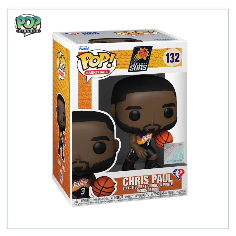 Funko Pop! figure of Chris Paul #132 in City Edition attire, capturing the essence of the basketball player in a collectible form.