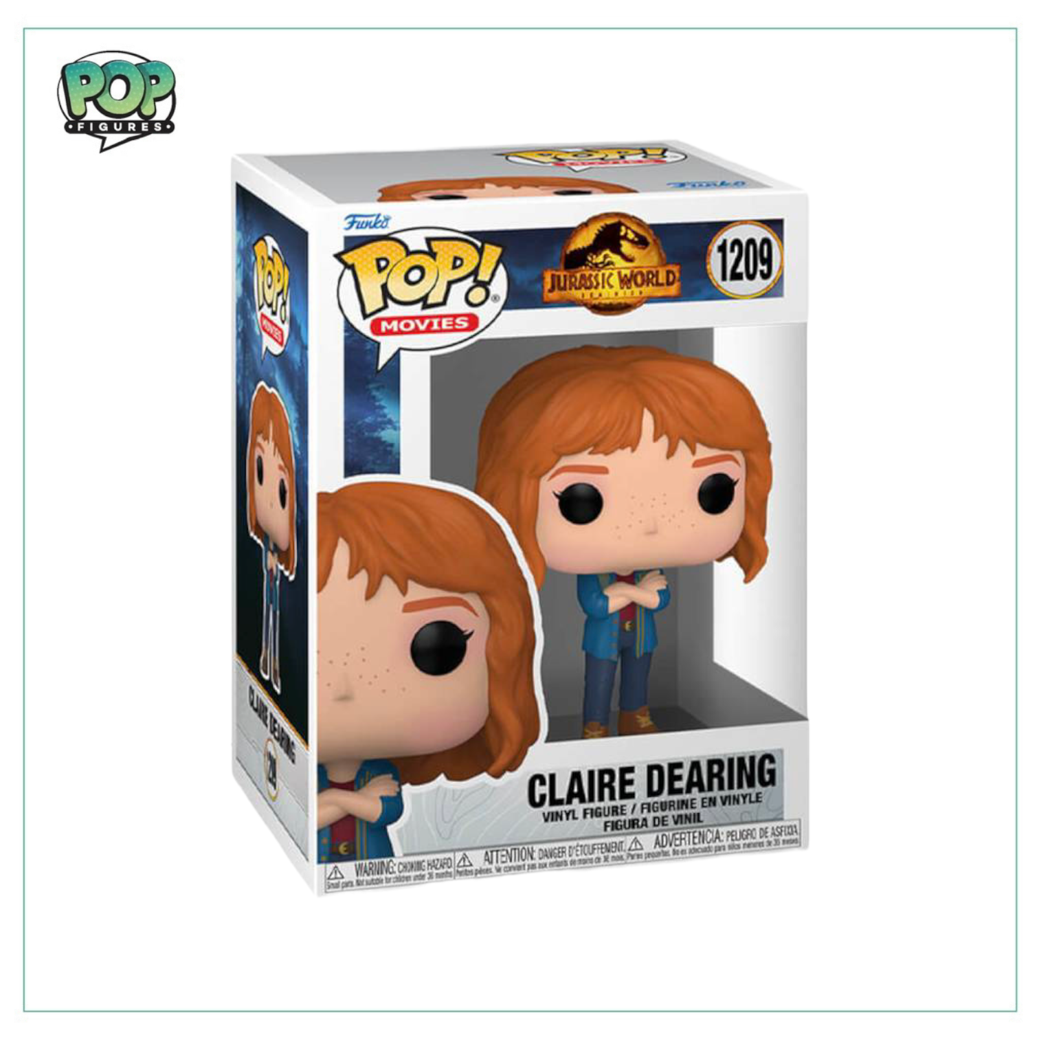Funko Pop! Claire Dearing from Jurassic World 3: Dominion, featuring her signature outfit and dynamic pose.