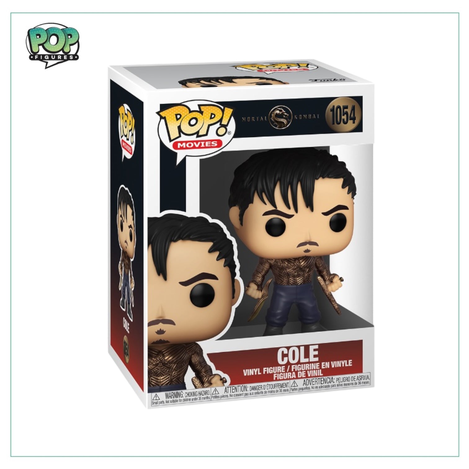 Cole #1054 Funko Pop! from Mortal Kombat, showcasing the character with intricate design and vivid colors.