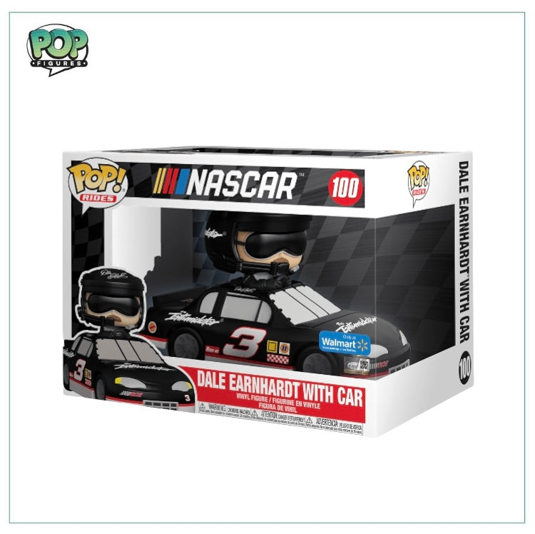 Dale Earnhardt Funko Deluxe Pop! figure with Car #100, a Walmart Exclusive collectible for NASCAR fans.