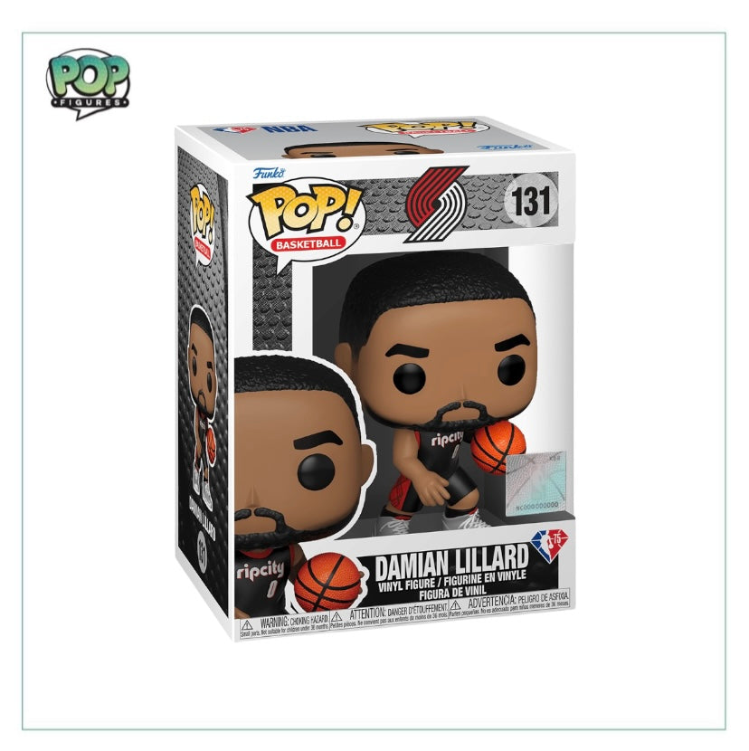 Funko Pop! of Damian Lillard #131 in City Edition, capturing the essence of the basketball player in a fun design.