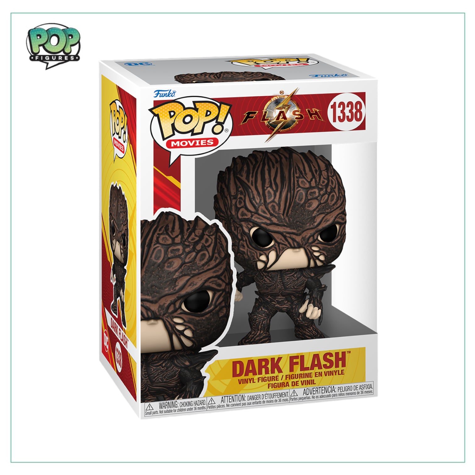 Funko Pop! Dark Flash #1338 features The Flash in a striking dark outfit, capturing his speed and energy in a collectible figure.