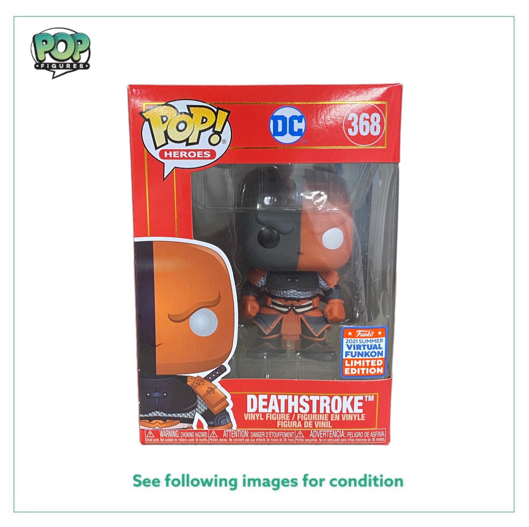 Deathstroke #368 Funko Pop! from DC Imperial Palace, Virtual Funkon 2021 Exclusive, in excellent condition 9.5/10.