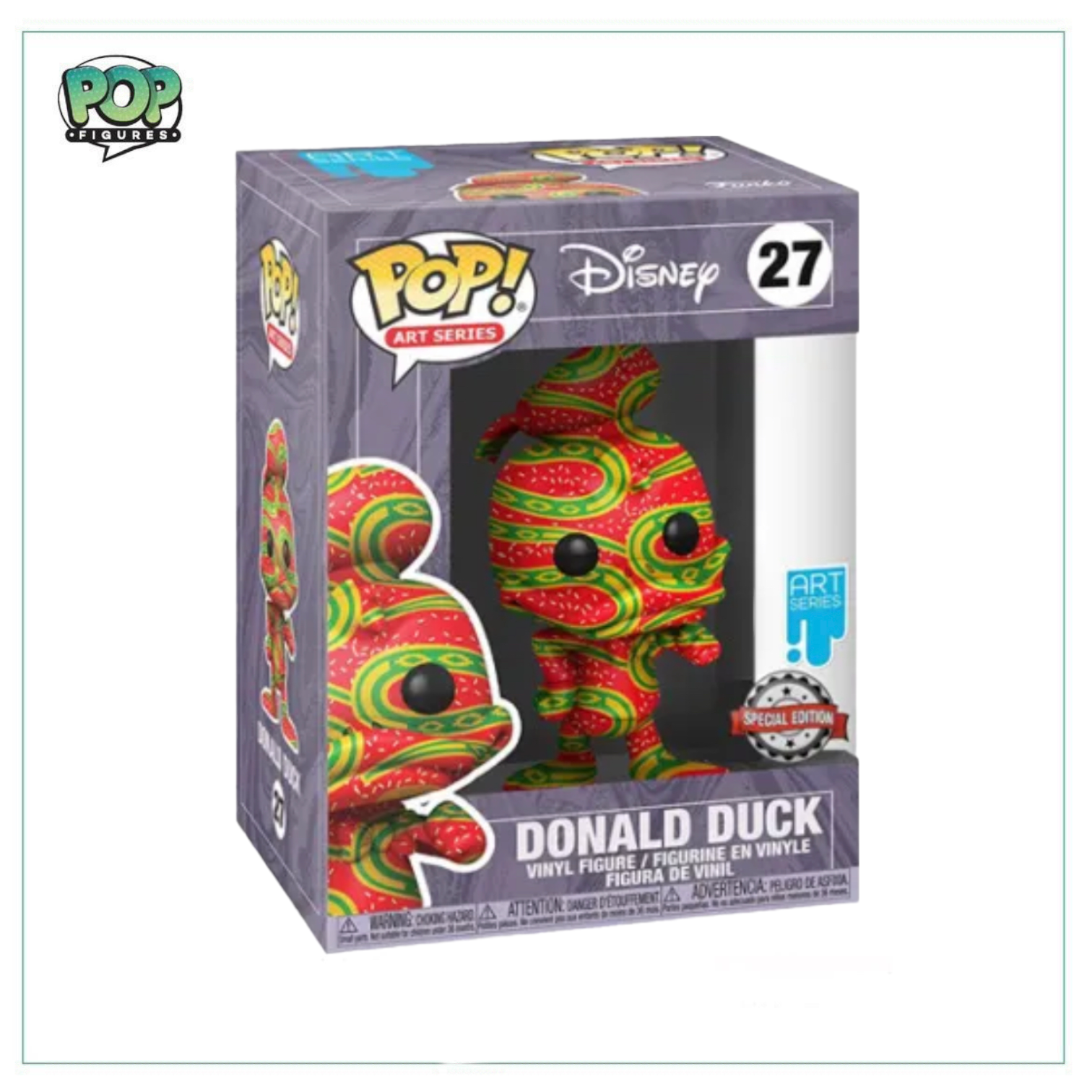 Funko Pop! Donald Duck #27 from Art Series, sealed in a hard stack, featuring vibrant colors and iconic design.