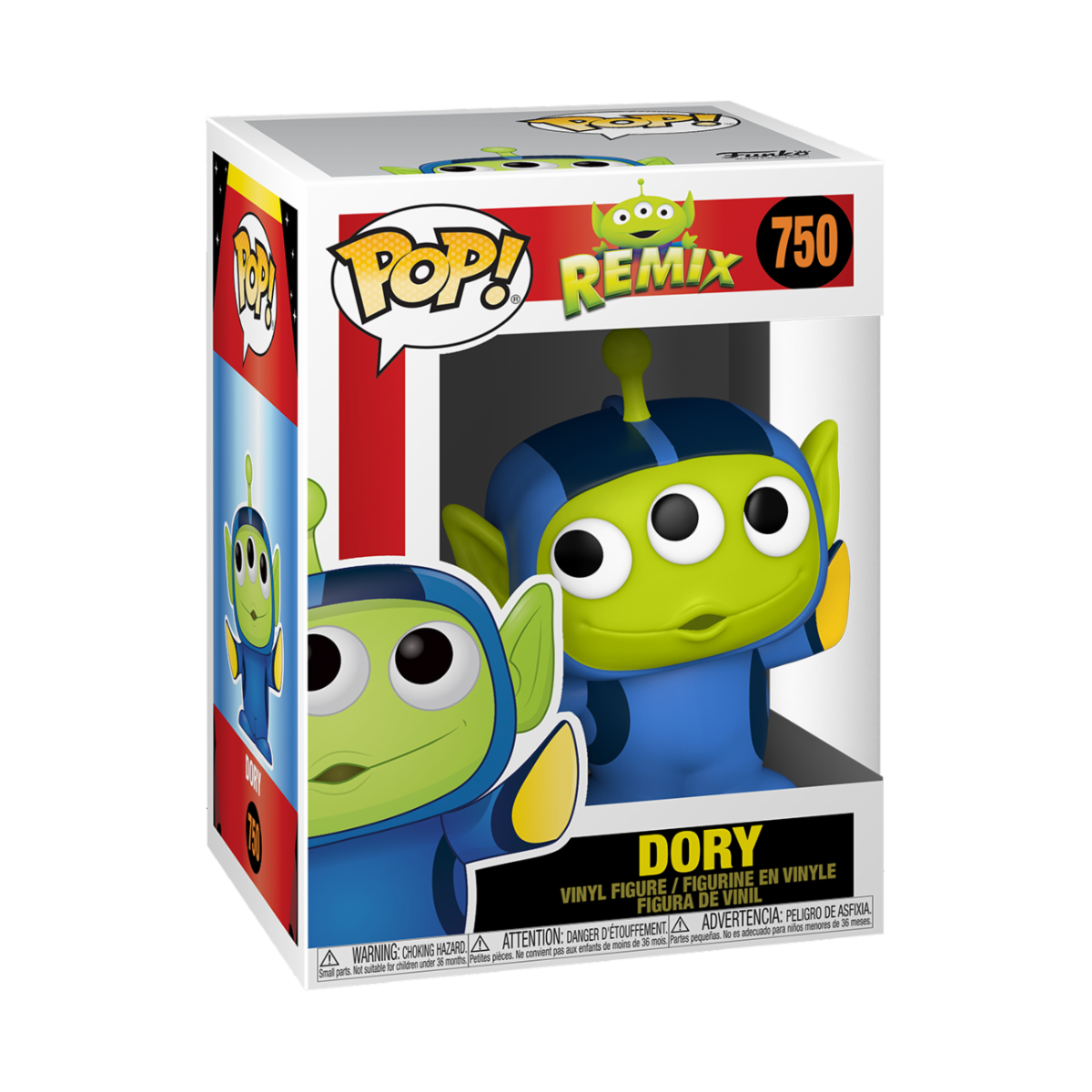 Funko Pop! Dory #750 from the Alien Remix series, featuring a cute blue fish with big eyes and a playful expression.