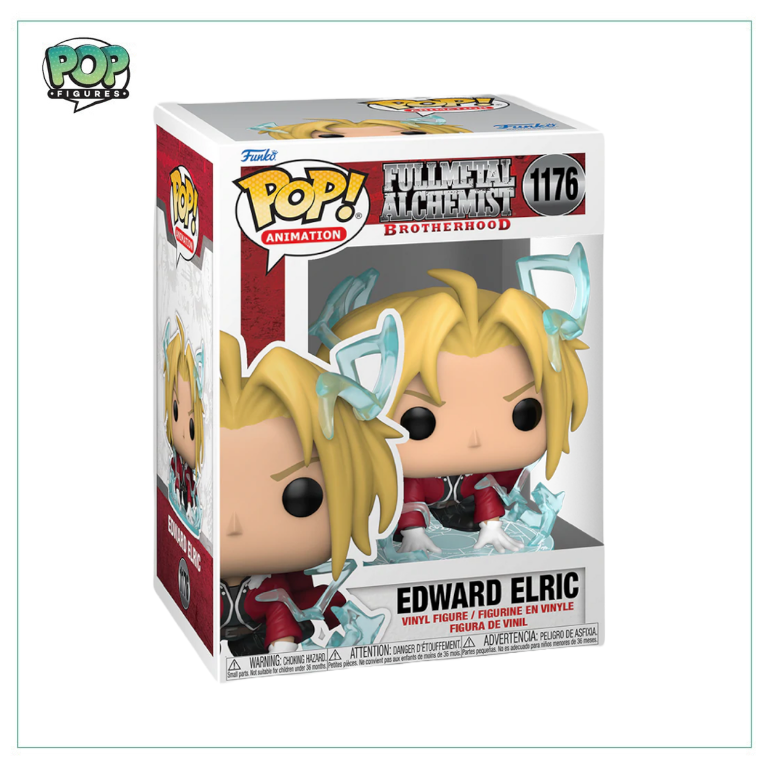 Funko Pop! figure of Edward Elric from Fullmetal Alchemist: Brotherhood, showcasing his iconic outfit and determined expression.