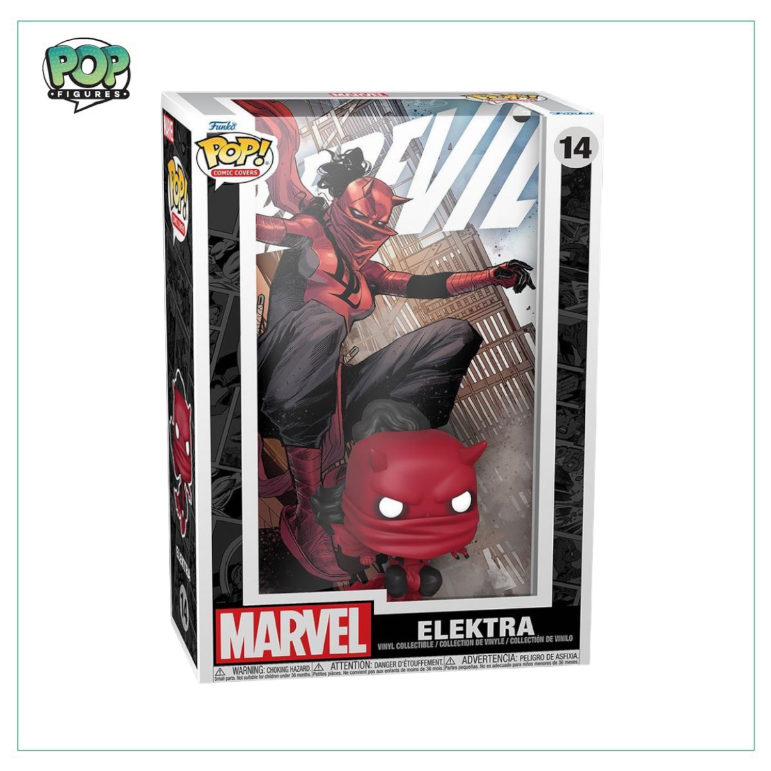 Elektra #14 Funko Pop! comic cover featuring the character Elektra in a dynamic pose with vibrant colors.
