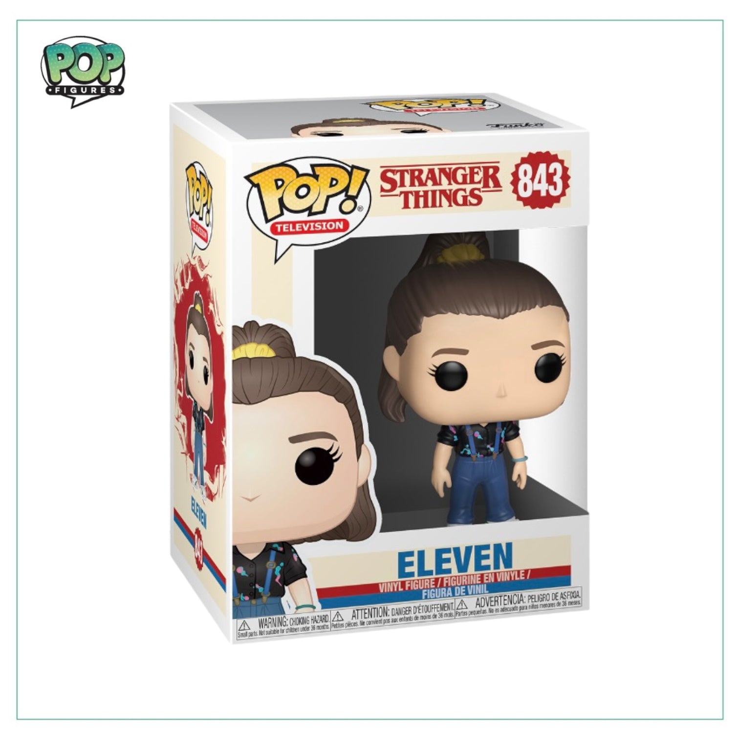Eleven Funko Pop! figure from Stranger Things, featuring her iconic look with a pink dress and a determined expression.