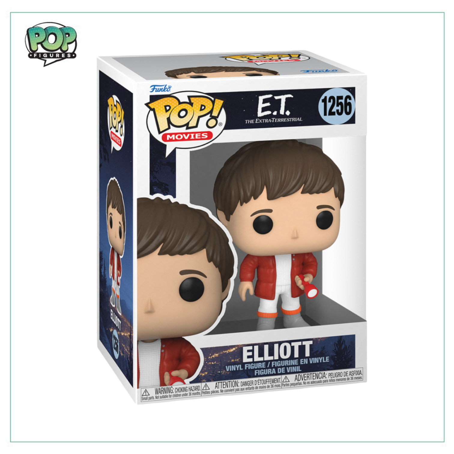 Elliott from ET as a Funko Pop! toy, showing his cheerful face and wearing a red hoodie, perfect for collectors.