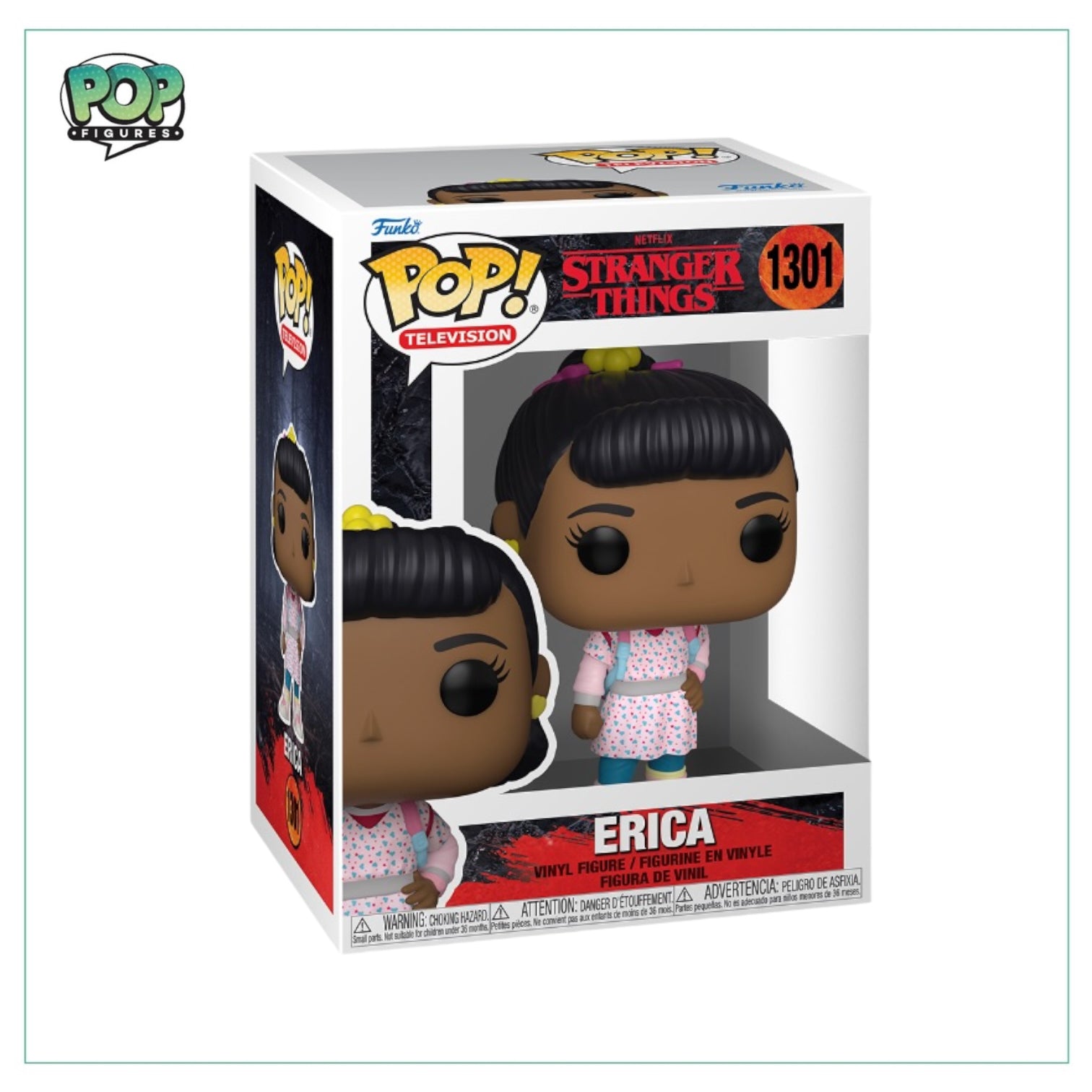 Funko Pop! figure of Erica from Stranger Things, featuring her signature outfit and playful expression.