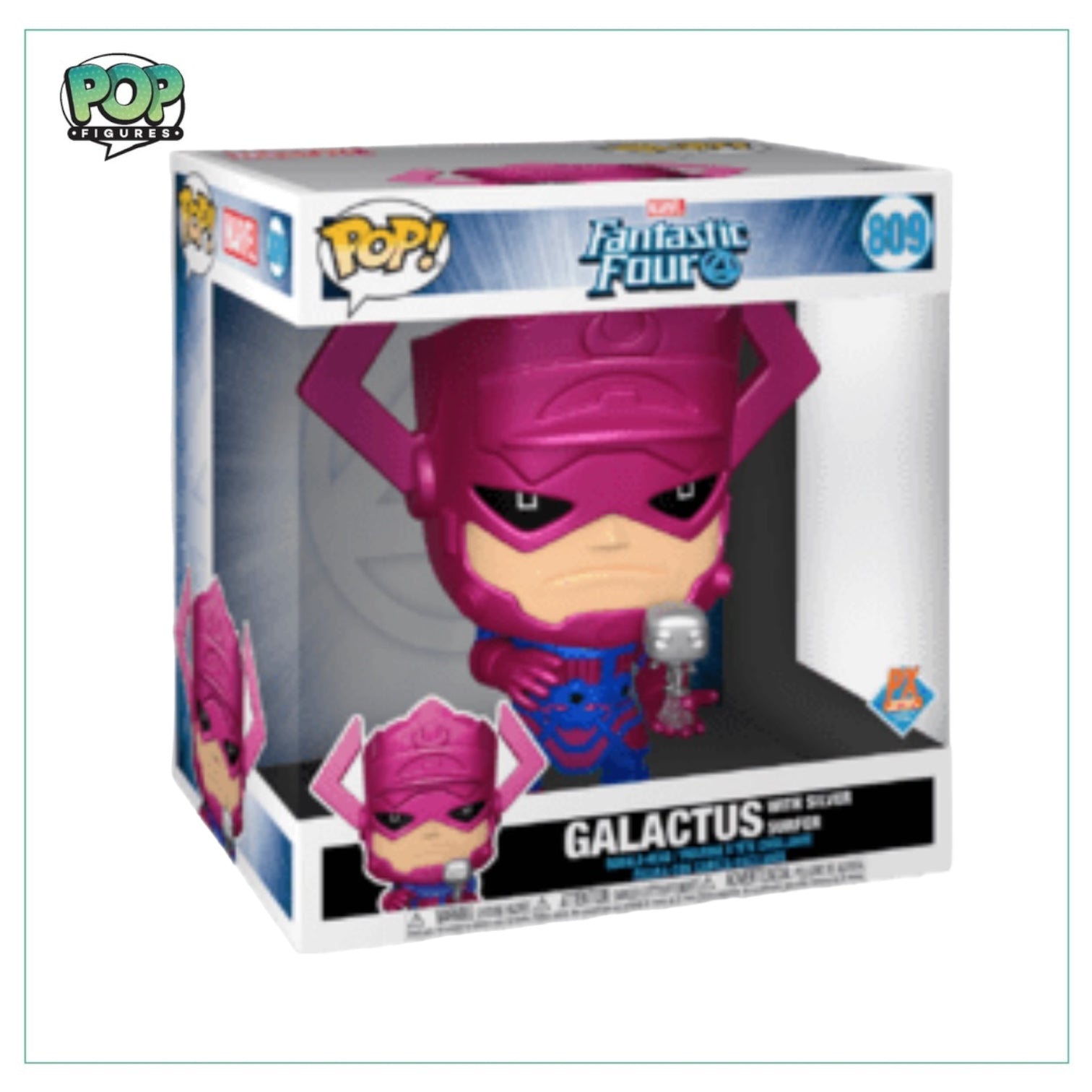 Galactus and Silver Surfer Funko Pop! #809, 10" collectible from Marvel's Fantastic Four, PX Preview edition.