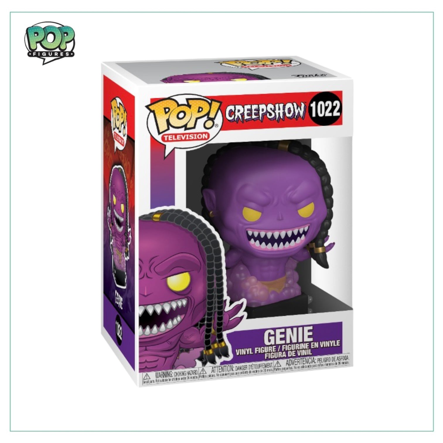 Creepshow's Genie #1022 Funko Pop! showcases a colorful, whimsical character, ideal for any horror fan's collection.