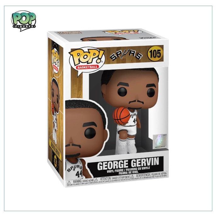Funko Pop! of George Gervin #105, dressed in Spurs attire, capturing the essence of the basketball legend.