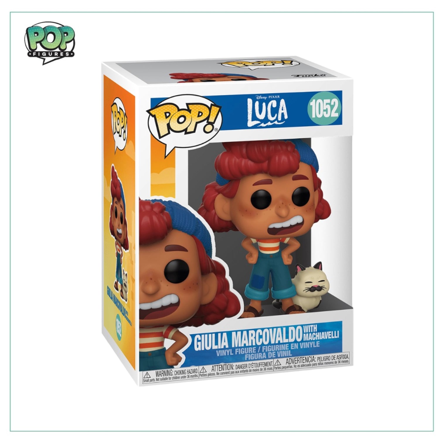 Giulia Marcovaldo Funko Pop! figure #1052 from Luca, featuring her colorful outfit and playful expression.