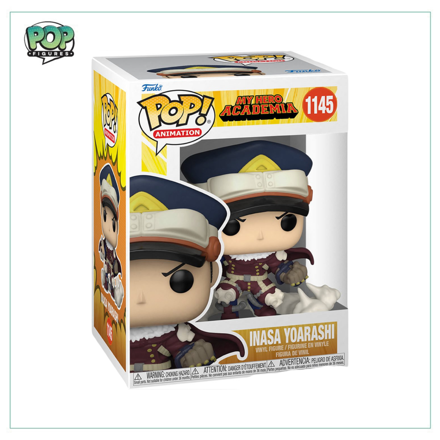 Inasa Yoarashi #1145 Funko Pop! figure from My Hero Academia, featuring his signature wind-themed costume and determined expression.