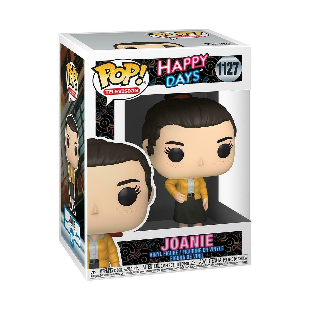 Funko Pop! Joanie #1127 from Happy Days, featuring her bright smile and classic 70s style in a collectible figure.
