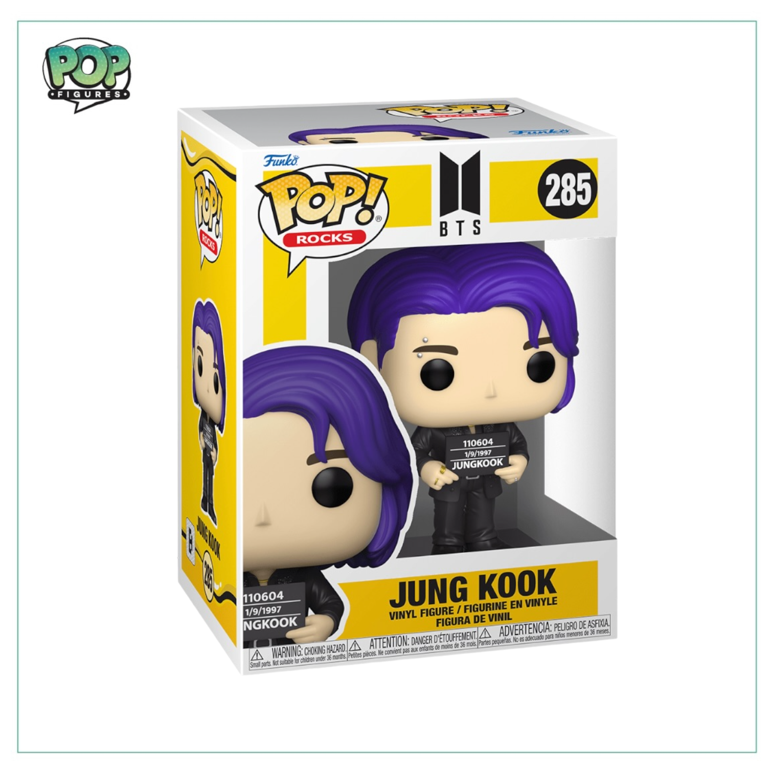Jung Kook #285 Funko Pop! figure from the BTS collection, showcasing the iconic K-pop star in a collectible design.