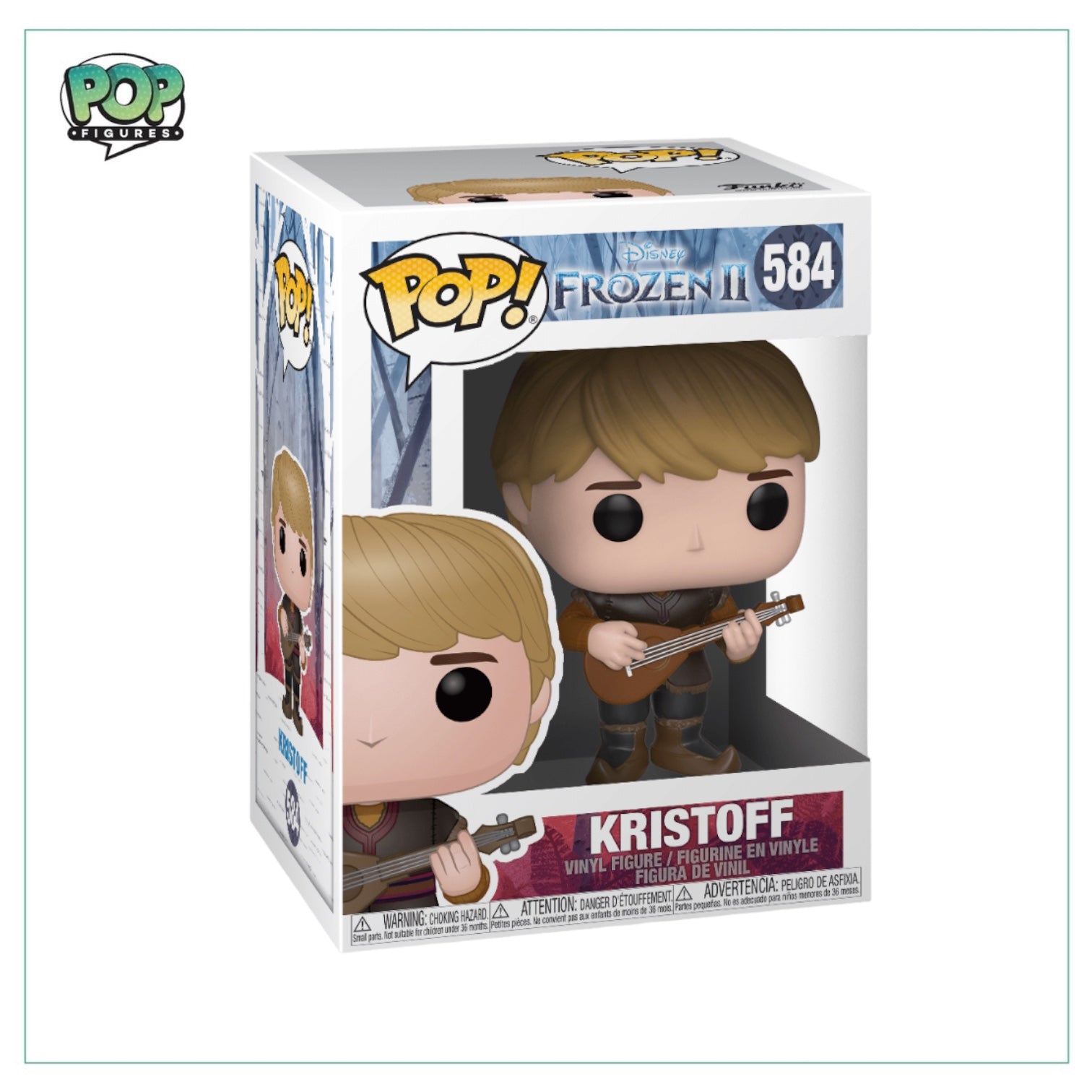 Kristoff Funko Pop! figure from Frozen II, featuring him in his signature outfit with a friendly expression.