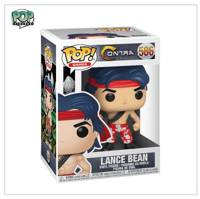 Funko Pop! of Lance Bean from Contra, showcasing the character with a weapon and classic 8-bit game style.
