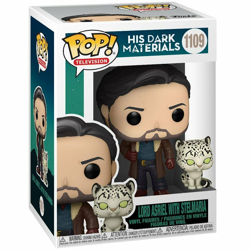 Funko Pop! of Lord Asriel with Stelmaria from His Dark Materials, showcasing their iconic look in a collectible figure.