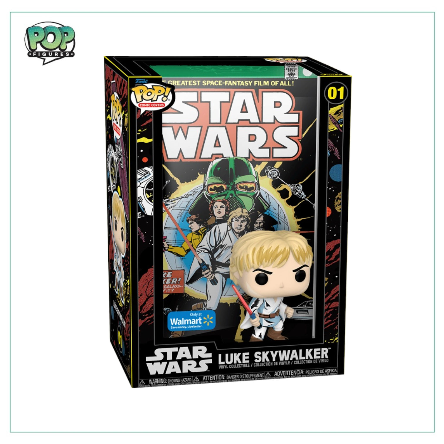 Luke Skywalker Funko Comic Cover, Walmart Exclusive, showcasing the iconic character from Star Wars in vibrant detail.