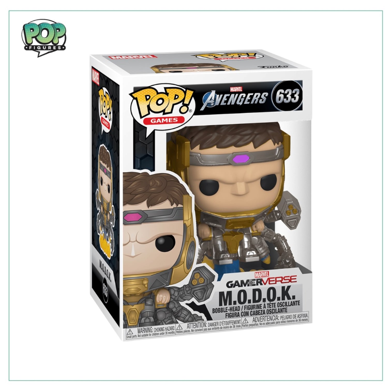M.O.D.O.K #633 Funko Pop! figure from Marvel's Avengers Gamerverse, featuring a large head and robotic body design.