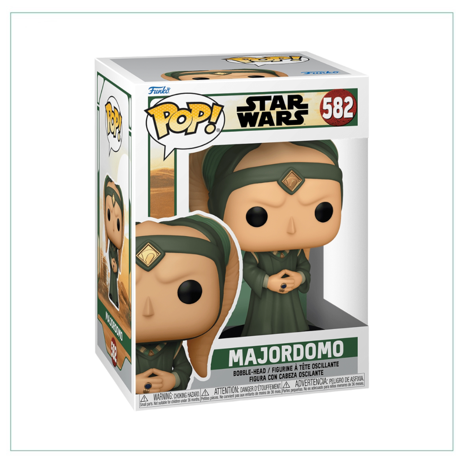 Funko Pop! Majordomo #582 from Book of Boba Fett, featuring a detailed figure in vibrant colors and unique design.