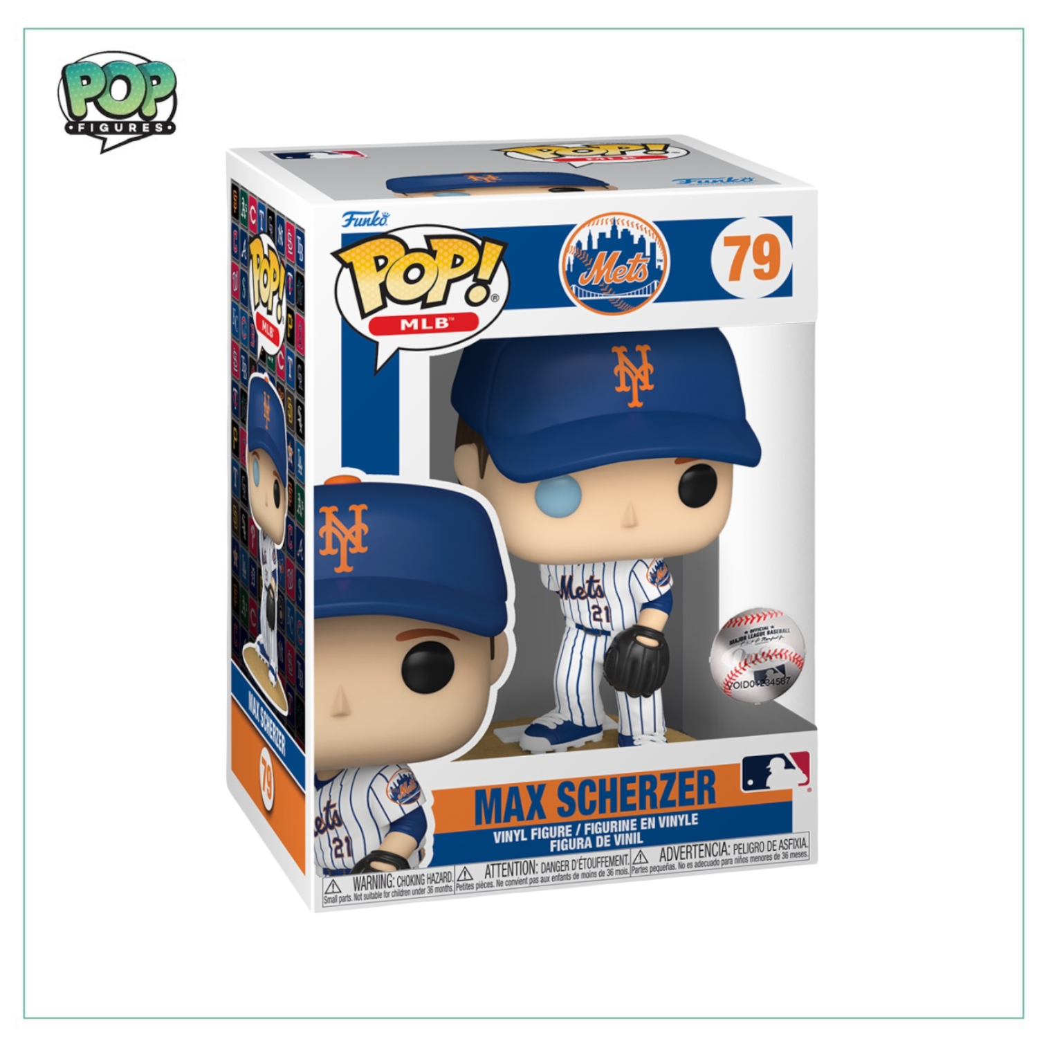 Funko Pop! of Max Scherzer #79, featuring the MLB pitcher in a vibrant, stylized figure perfect for any fan's collection.