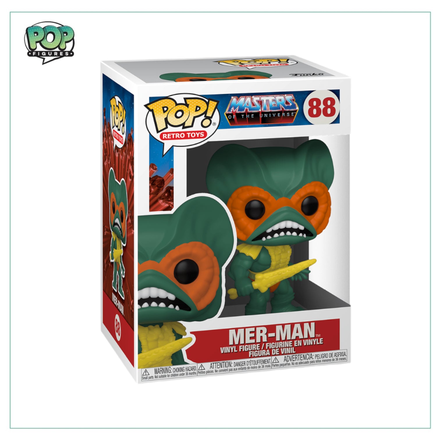 Funko Pop! Mer-Man #88 from Masters of the Universe, featuring a vibrant design and iconic character details.