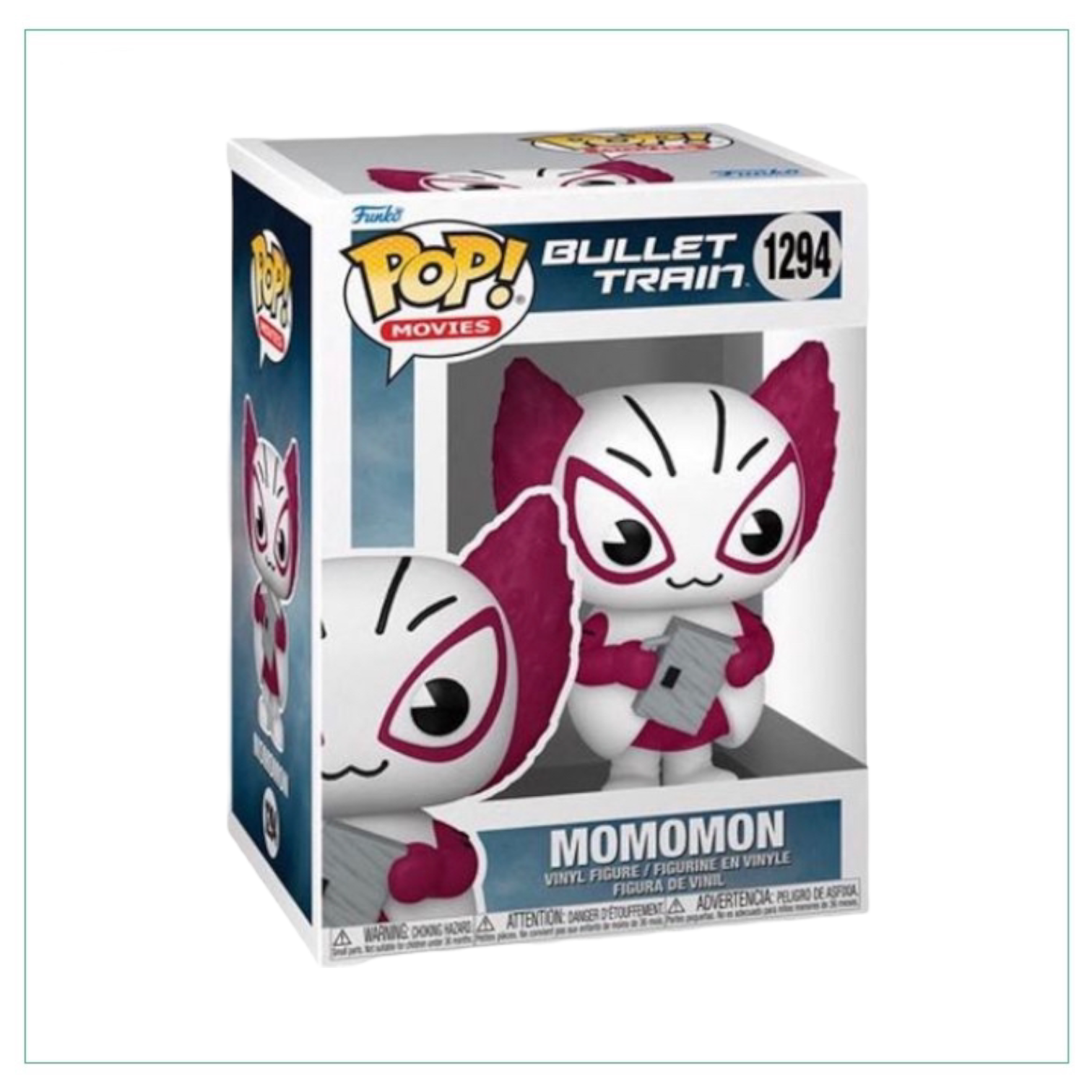 Momomon #1294 Funko Pop! from Bullet Train, showcasing a colorful character with a cheerful look and unique details.