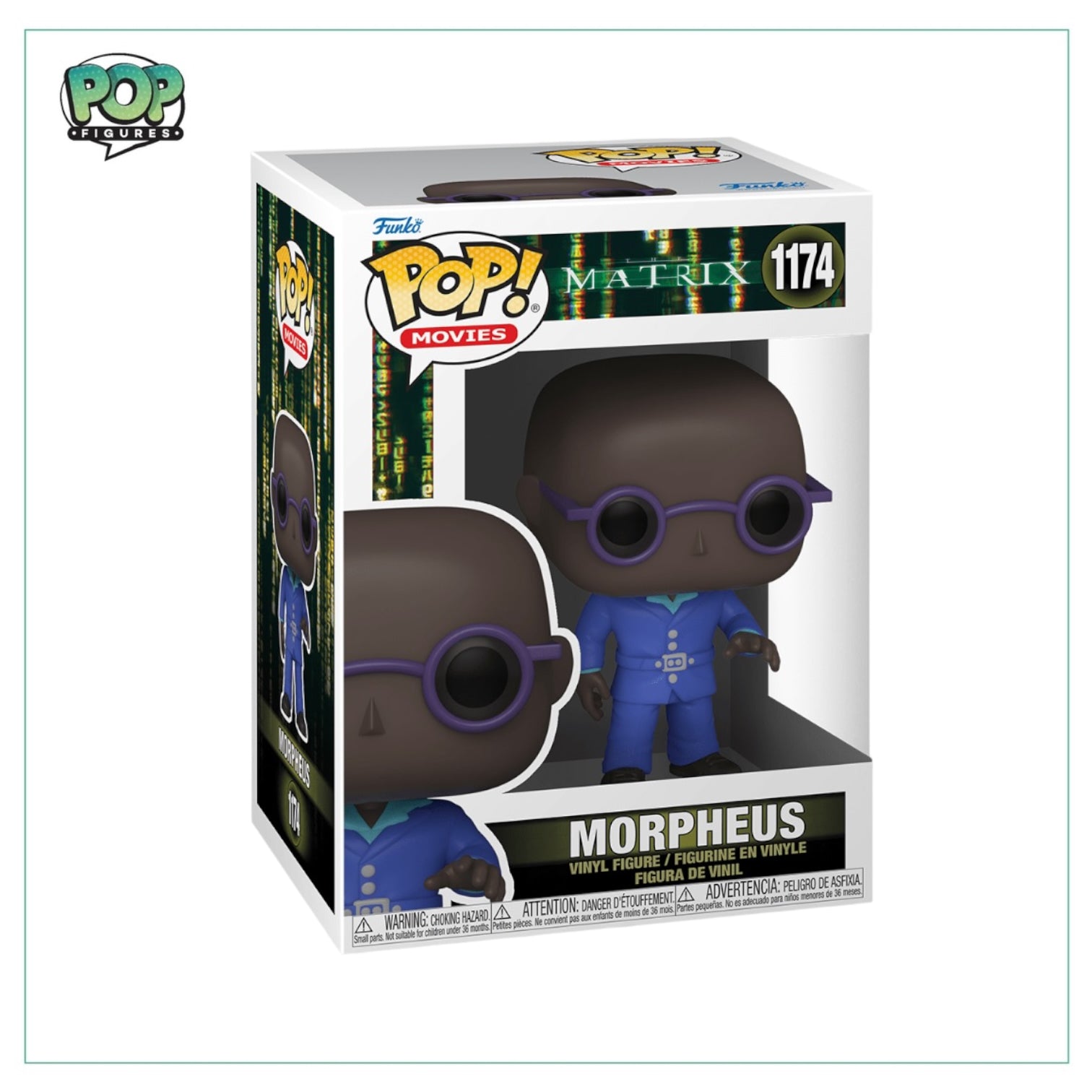 Funko Pop! Morpheus #1174 from The Matrix Resurrections, featuring his signature outfit and distinctive style.