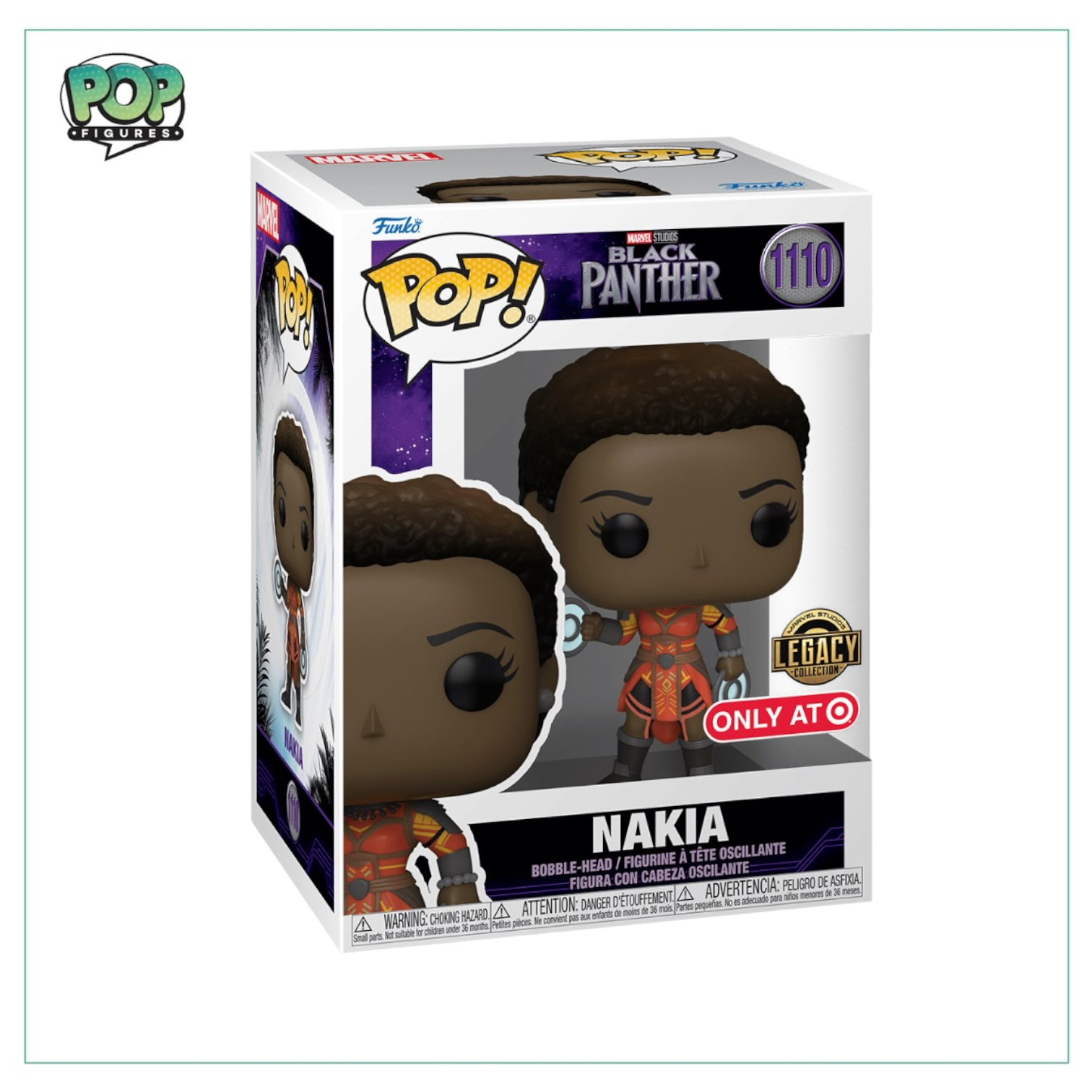 Funko POP! of Nakia #1110 from Black Panther, available exclusively at Target in the Legacy Collection.