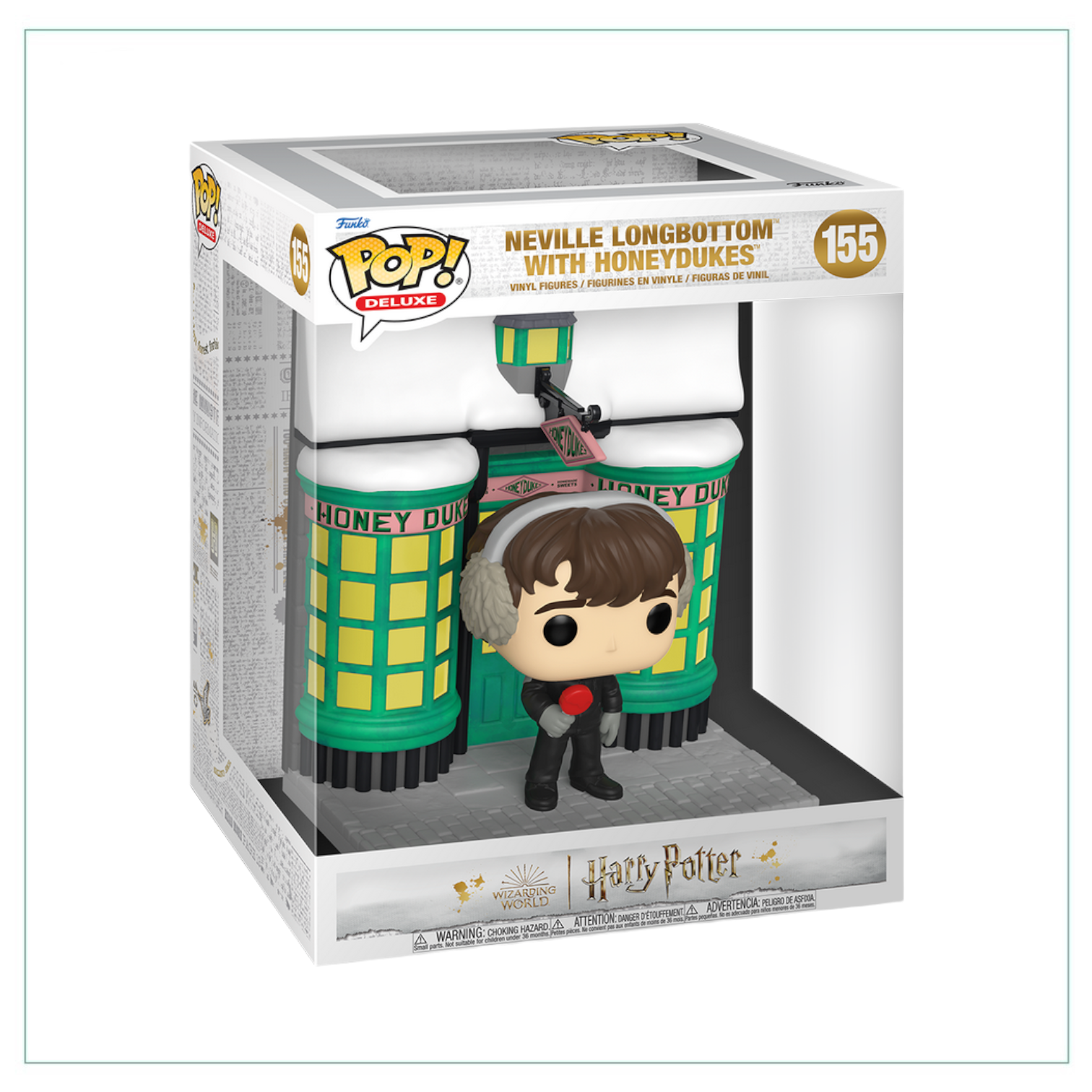 Funko Pop! Deluxe of Neville Longbottom, showcasing him with Honeydukes treats from the Harry Potter universe.