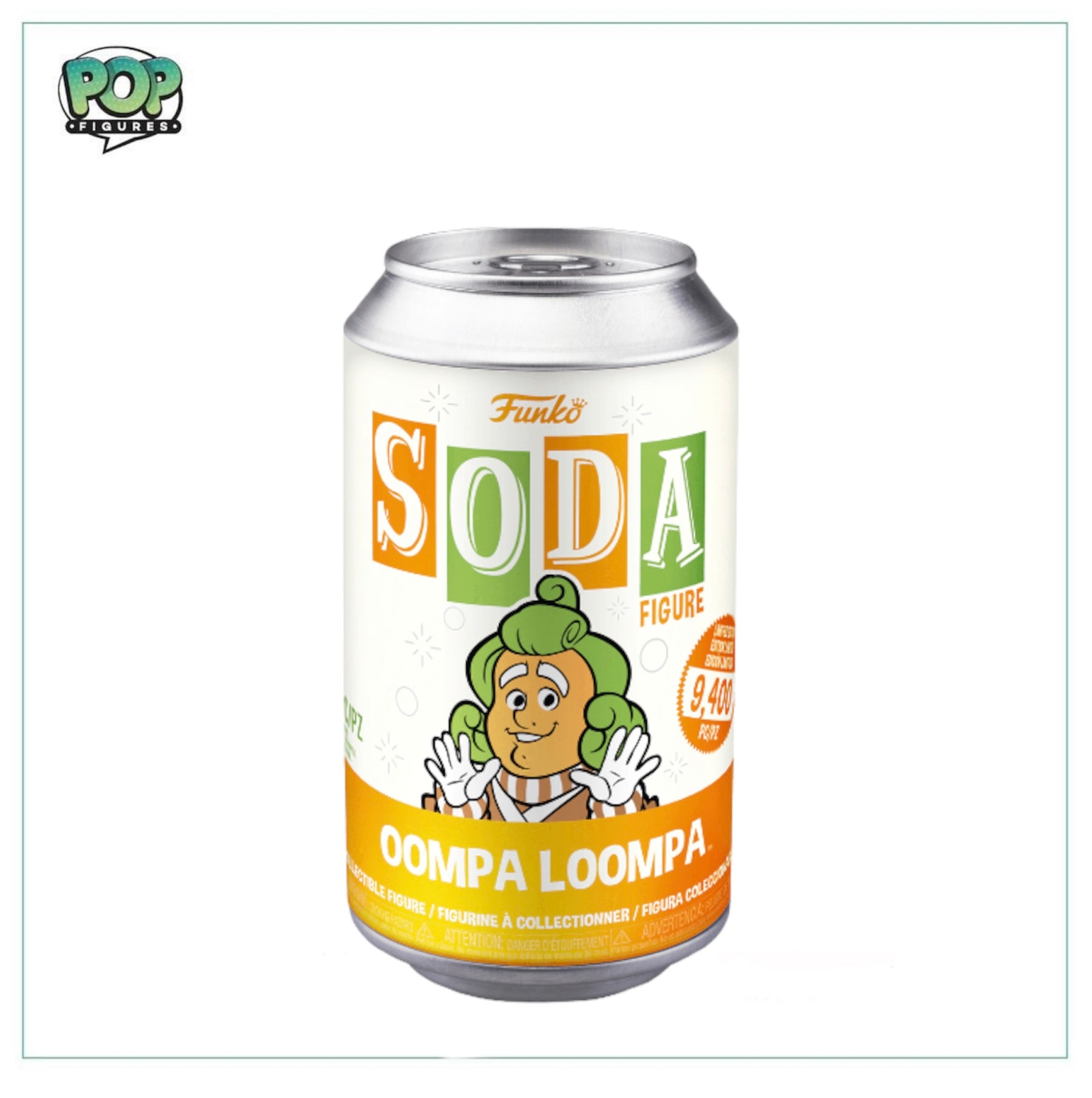 Oompa Loompa Funko Soda Vinyl Figure from Willy Wonka, limited edition of 9400, with a chance to get a rare chase variant.