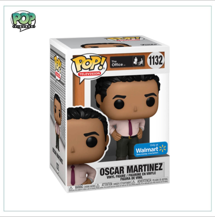 Oscar Martinez #1132 Funko Pop! figure from The Office, a Walmart exclusive, showcasing his signature look and vibrant colors.