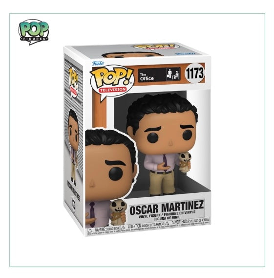 Funko Pop! #1173 of Oscar Martinez from The Office, showcasing the character with a cheerful demeanor and stylish outfit.