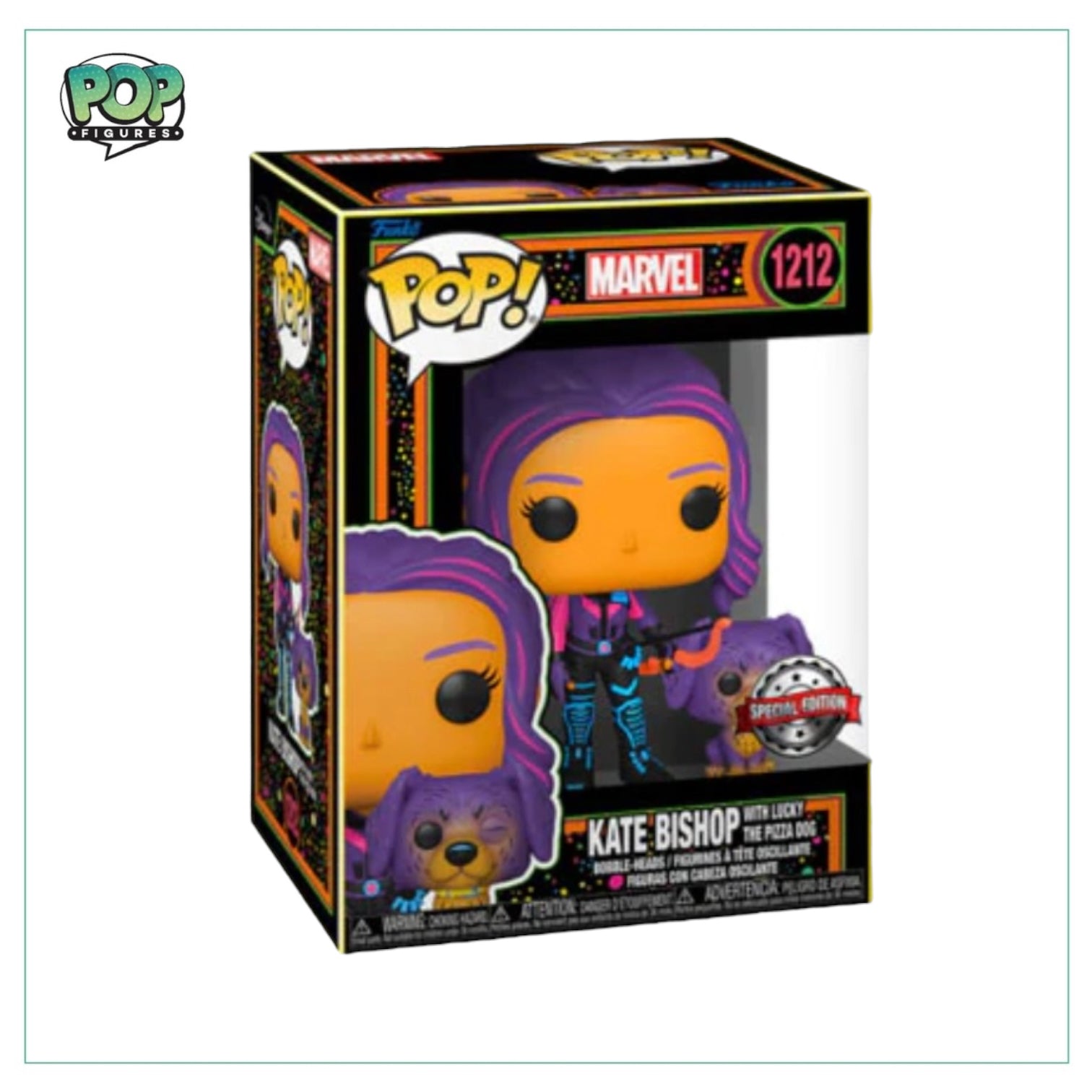 Kate Bishop with Lucky the Pizza Dog #1212 Funko Pop! - Blacklight - Special Edition