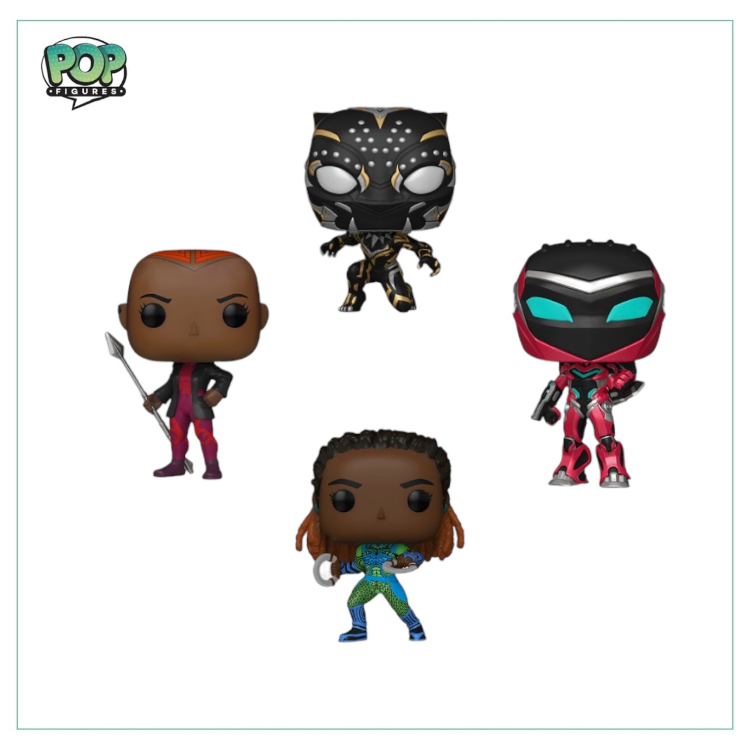 Nakia , Black Panther, Ironheart MK 2, Okoye 4 Pack Funko Pop! - Wakanda Forever - Glow in the dark - Target