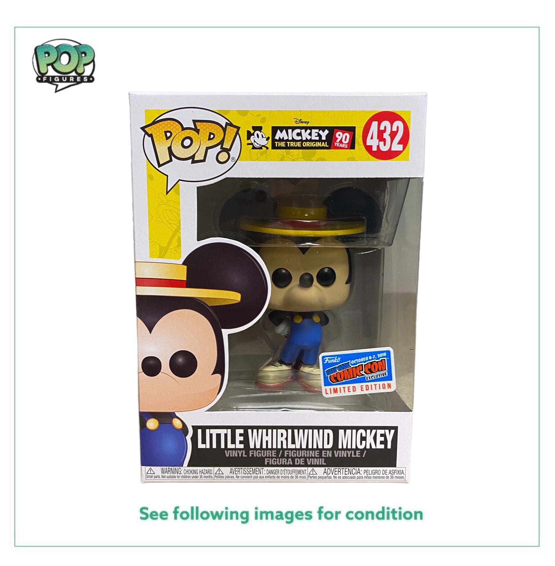 Little Whirlwind Mickey #432 Funko Pop! - Mickey's 90th Anniversary - NYCC 2018 Official Convention Exclusive - Condition 9/10