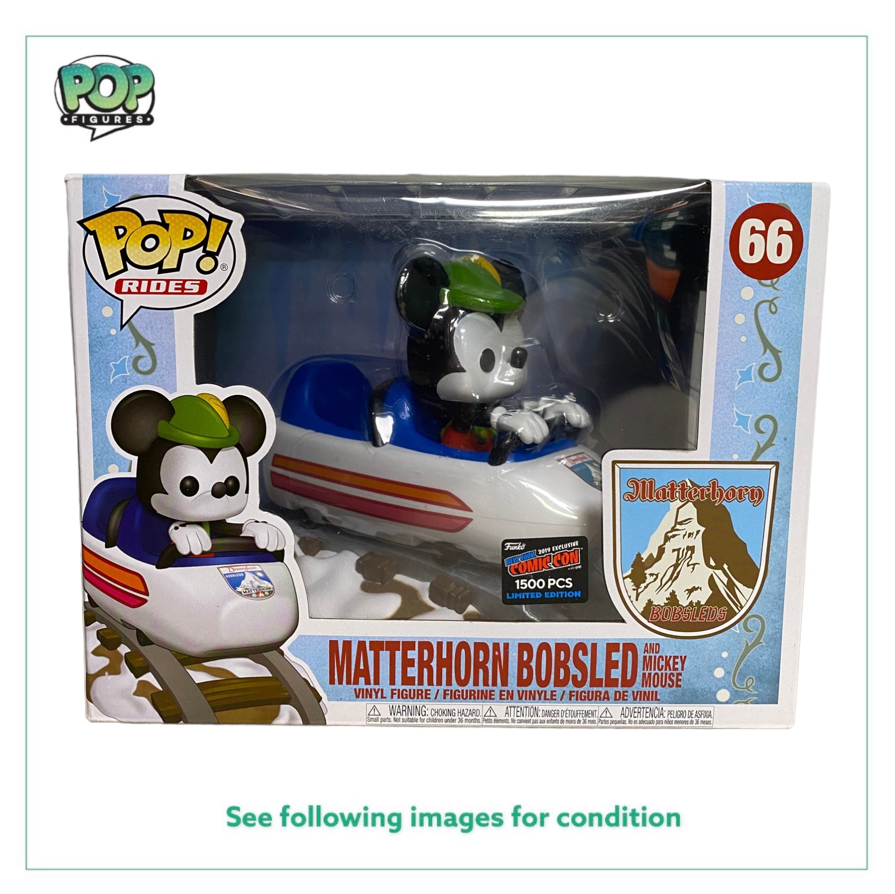 Matterhorn Bobsled And Mickey Mouse #66 Funko Pop Ride! - Disney - NYCC 2019 Exclusive LE1500 Pcs - Condition 8.5/10