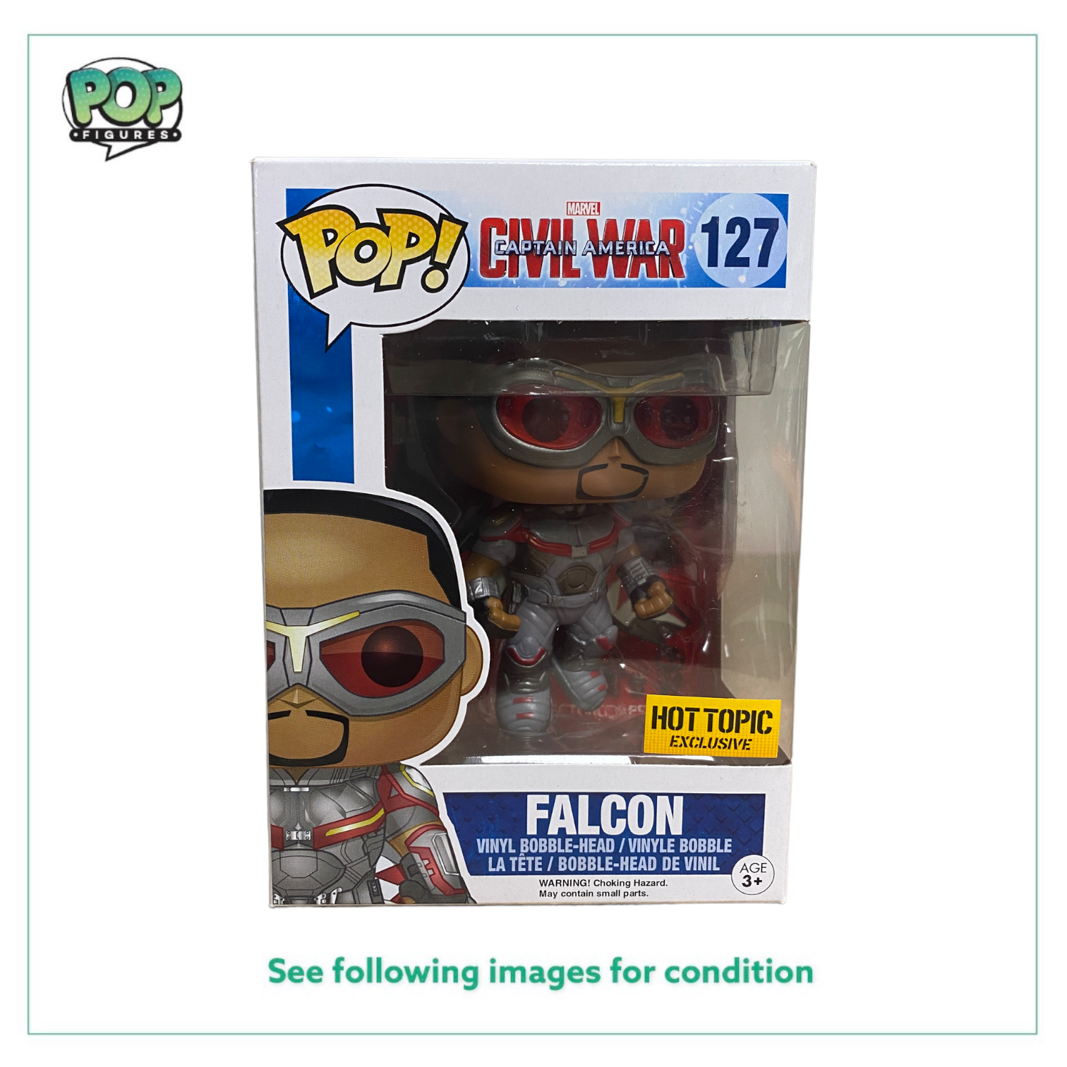 Falcon #127 Funko Pop! - Captain America Civil War - Hot Topic Exclusive - Condition 9/10