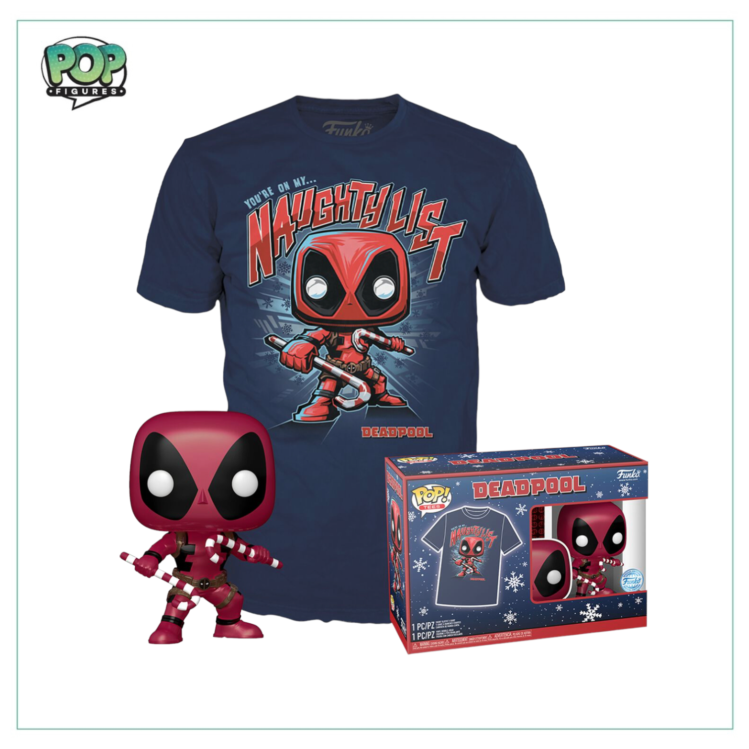 POP Tee Deadpool W Candy Canes Metallic Marvel Special Edit