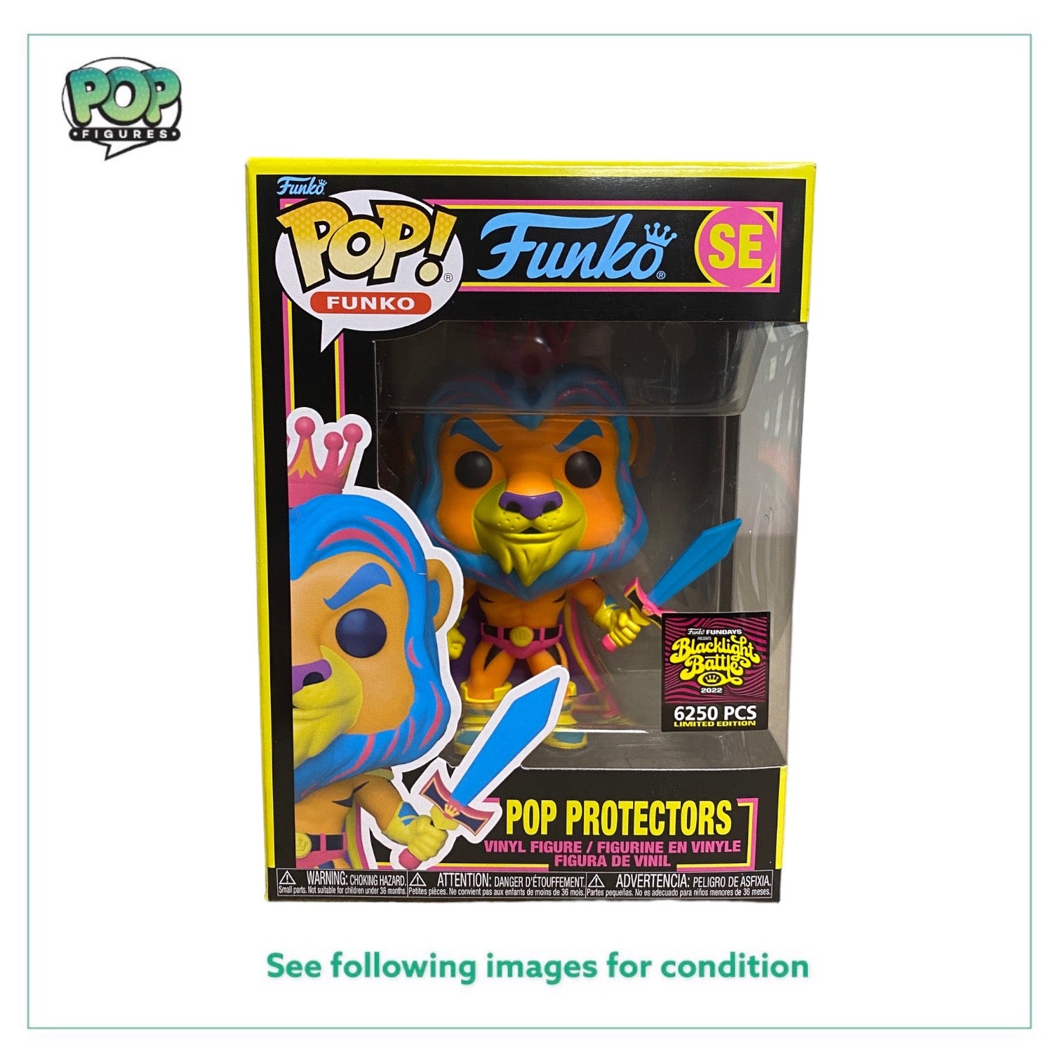 Pop Protectors (Blacklight) Funko Pop! - SDCC 2022 Box Of Fun Exclusive LE6250 Pcs - Condition 9.5/10