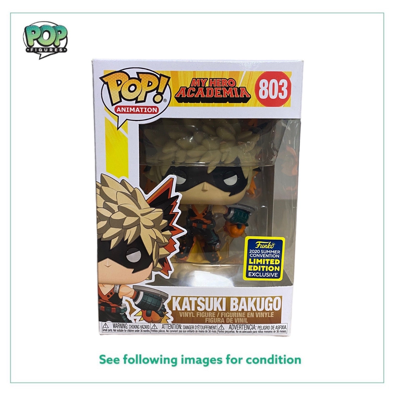 Katsuki Bakugo #803 Funko Pop! - My Hero Academia - SDCC 2020 Shared Exclusive - Condition 7.5/10