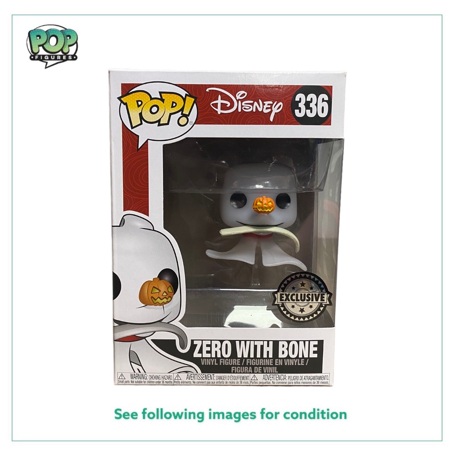 Zero With Bone #336 Funko Pop! - The Nightmare Before Christmas - Exclusive - Condition 8.5/10