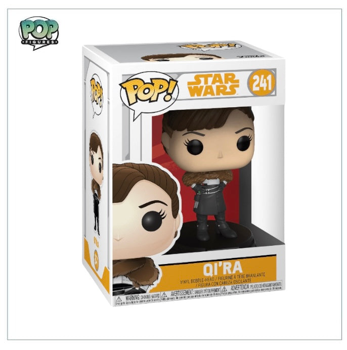 Funko Pop! figure of Qi’Ra from Star Wars, showcasing her unique outfit and hairstyle in vibrant colors.