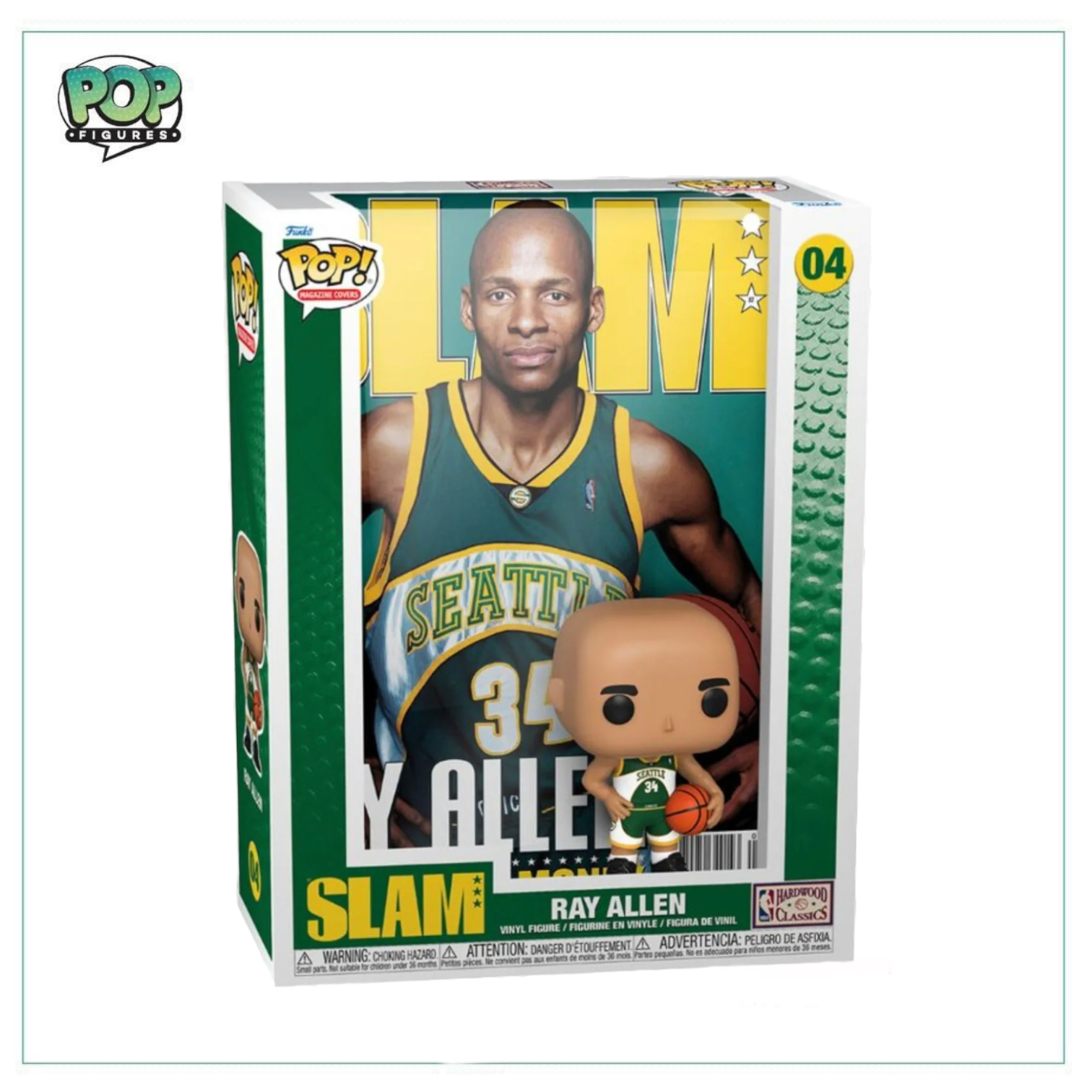 Funko magazine cover featuring Ray Allen #04, showcasing his iconic NBA career with Slam branding.